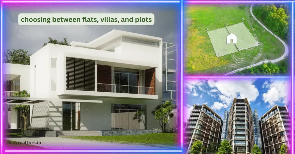 choosing between flats villas and plots