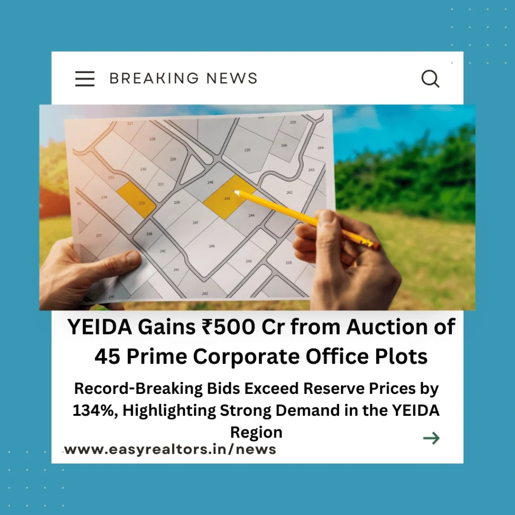 YEIDA Gains ₹500Cr from Auction of 45 Corporate Office Plots