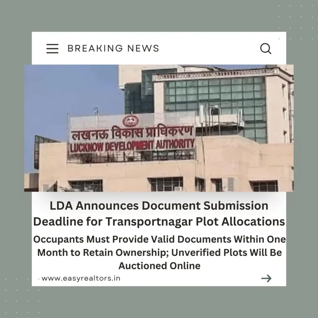 LDA Announces Plot Verification for Transportnagar Scheme