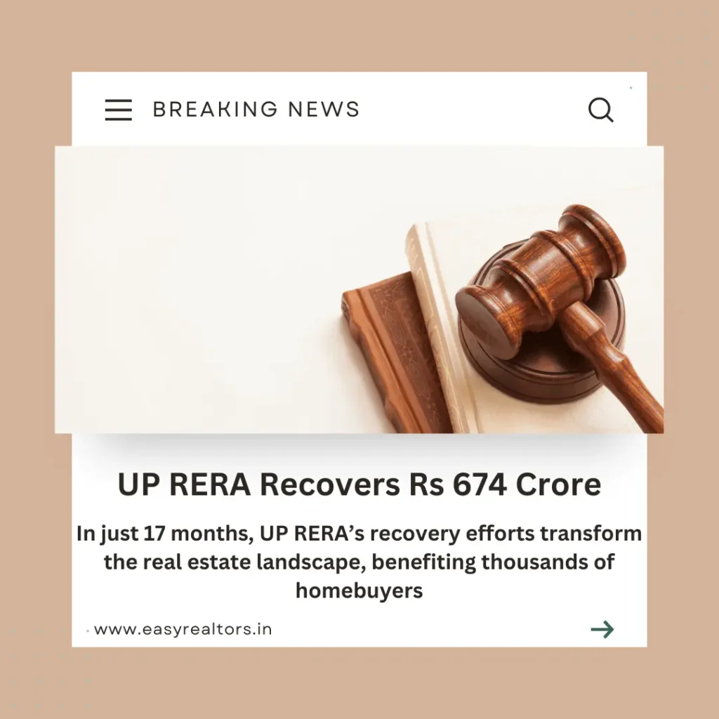 UP RERA Recovery Efforts: Rs 674 Crore Recovered in 17 Months